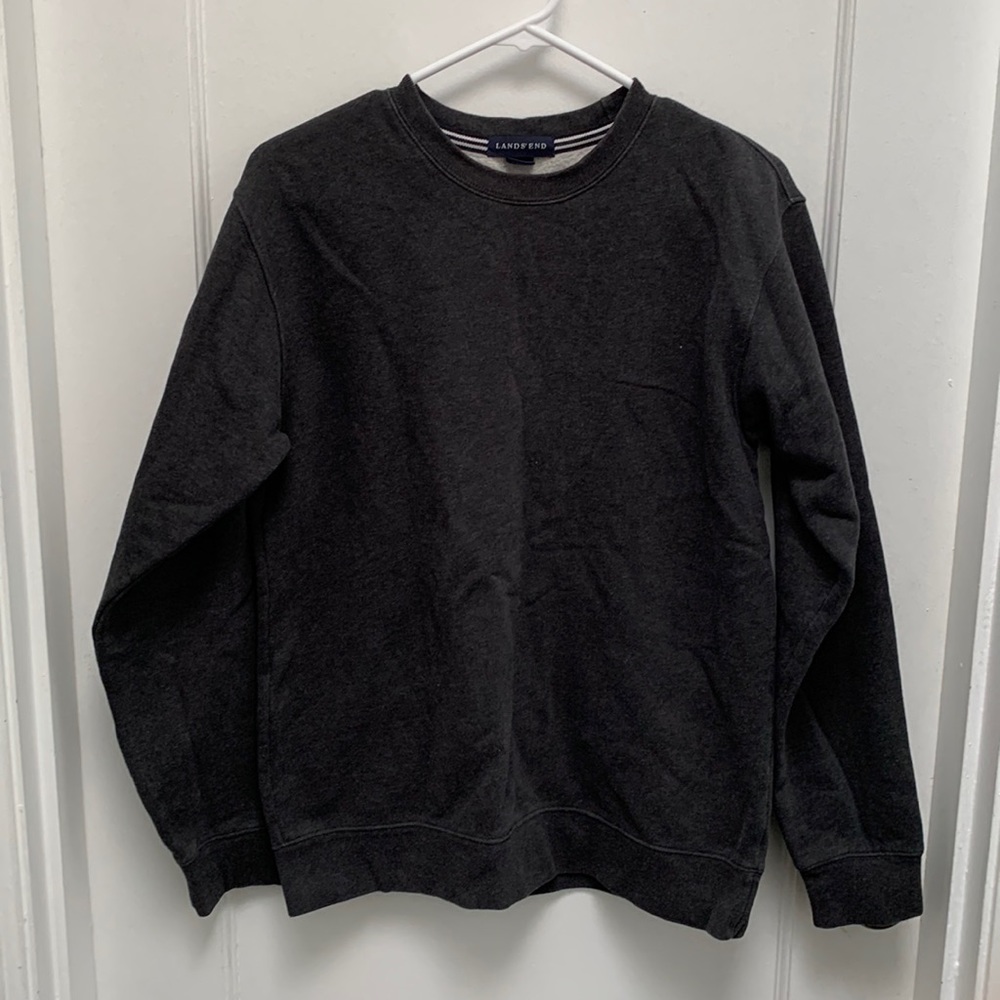Lands’ End Mens Crewneck Sweatshirt Dark Gray S